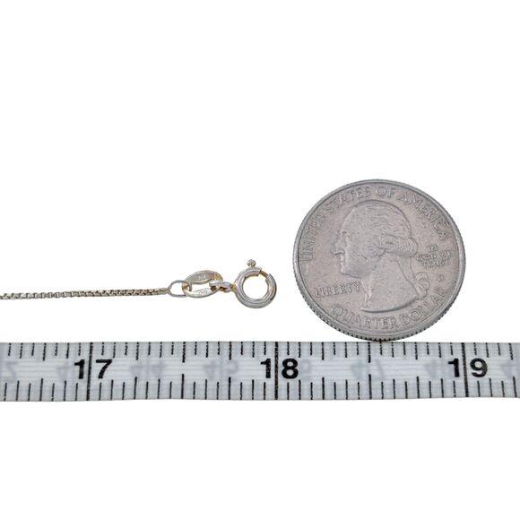 Vintage Italy A Sterling Silver 925 0.9mm Box Chain Necklace 18" - Picture 3 of 3